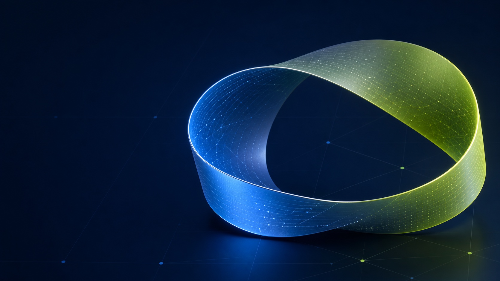 Möbius strip as a symbol for the continuous path of corporate data to usable AI knowledge