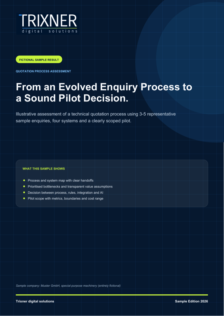 Cover of the fictional quotation process assessment sample result